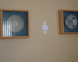 Two ancient Asian plates mounted. 