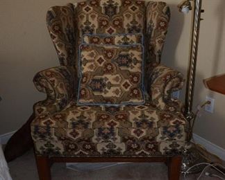 Large and Roomy Wing Back Chair with 2 Matching Pillows.