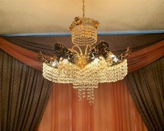 One of a Kind Crystal and Gold Chandelier!