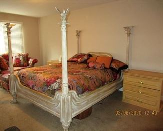 Incredible Queen Size Bed, Has Lion Feet and Winged Swan Finials