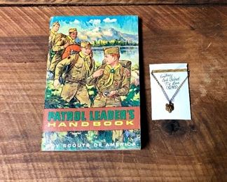 RARE Cub Scout Tie Bar with Cub Emblem and a 1967 Boy Scouts Patrol Leader's Handbook 
