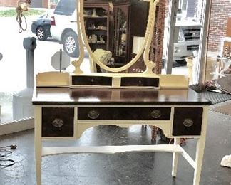 ADORABLE Antique Solid Wooden Dresser with 2 Glove Boxes below Shield-Shaped Mirror, with additional 3 Drawers, and recently restored by Paul Gretza and Sharon Burke-Gretza