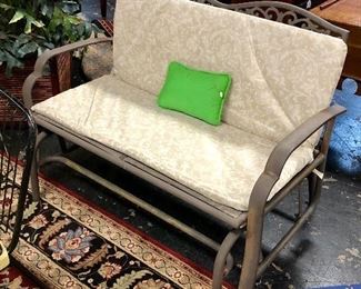 Metal Taupe Colored Glider with Cushion