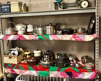 Cookware, Pots, Pans, and a 1950's Stroller 