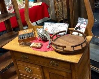 Solid Oak Antique Washstand