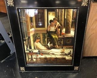 RARE, Painting on Porcelain Tiles, 28" x 32" in black frame