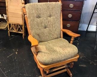 BURCHAM FURNITURE CO. Oak Glider / Rocker with Cushions