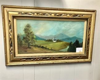 Antique Oil on Canvas Landscape 