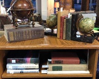 Wooden Decorative Globe and a Pair of Globe Wooden Bookends