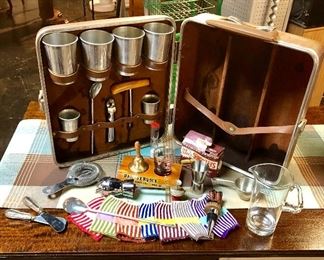 Vintage Take-Along Bar Caddy and Other Vintage Bar Memorabilia 