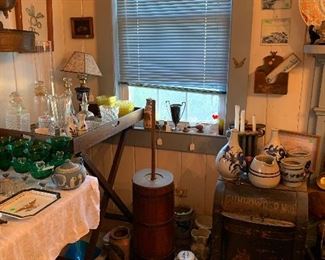 Pottery, Butter Churn, Tray Table, Collectibles 