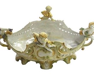 1930s French porcelain centerpiece with cherubs