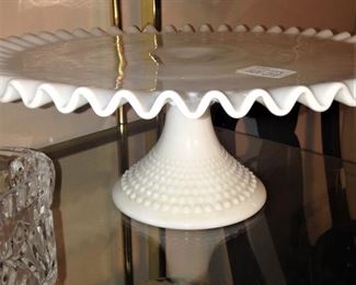 Milk glass cake plate