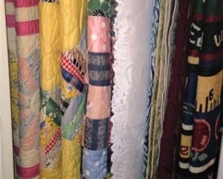 Some of the many quilts and throws
