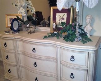 Coordinating triple dresser with mirror