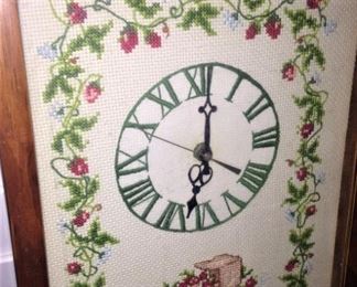 Needlepoint clock with Roman numerals 