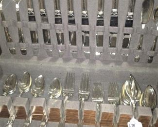 Silverplate in chest - service for 8 plus serving pieces