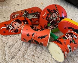 Vintage halloween noise makers. 