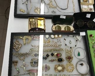 varied jewelry in cases