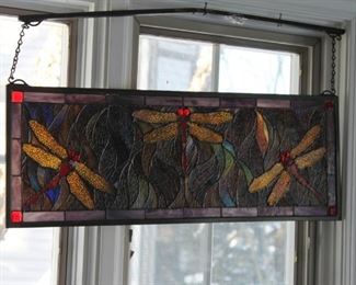 Dale Tiffany dragonfly trio stained glass panel