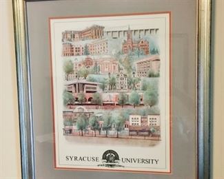 Professional artist rendering of Syracuse University - professionally matted