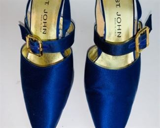 St. John Blue Satin Pumps - Made in Italy -Size 37.5
