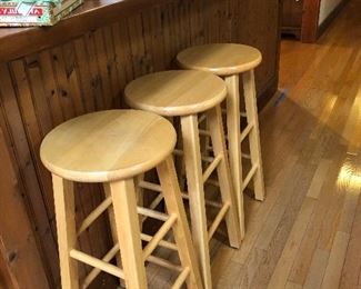  3 wood stools 