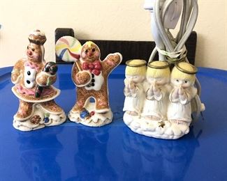 Gingerbread couple, salt & pepper, 3 praying angel lamp base