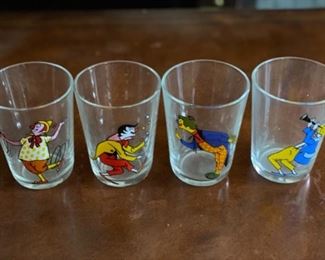 Vintage French clown juice glasses