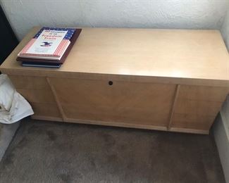 Vintage mid century blonde cedar trunk