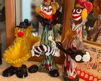 Vintage glass clowns
