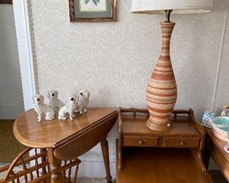 Mid century lamp and Kling furniture maple pieces