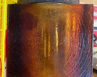Mid century amber glass container