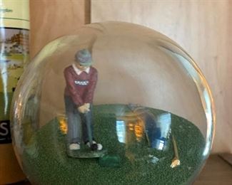 Vintage glass ball with golfer