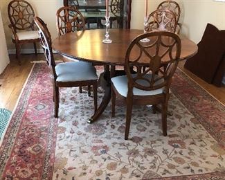 Dining Table w/ Spiderback Chairs,  one leaf     Karastan Rug 