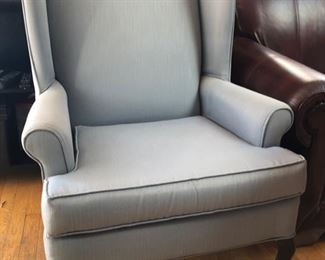 Pair vintage upholstered Wing chairs 