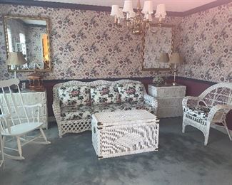 Wicker sofa and chair