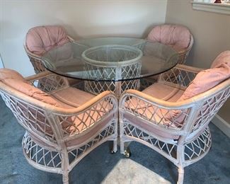 Rattan dining set with four chairs