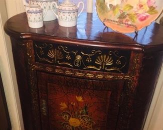 early music cabinet--can you see the fine Limoges coffee set