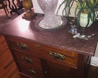 marble top wash stand with light up crystal lamp
