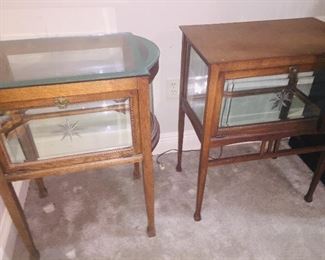 two display cabinets--one lights up
