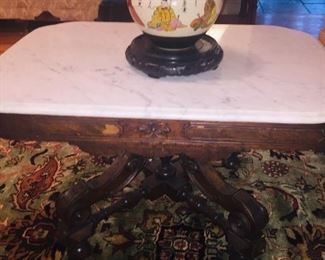Victorian center table with marble top