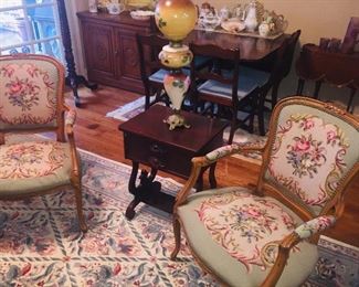 pair of Needlepoint French chairs