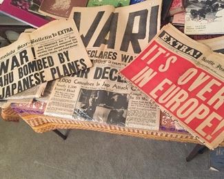 stacks of authentic historical newspapers