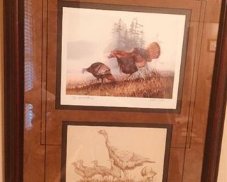 Arkansas framed Duck Stamp --Turkeys