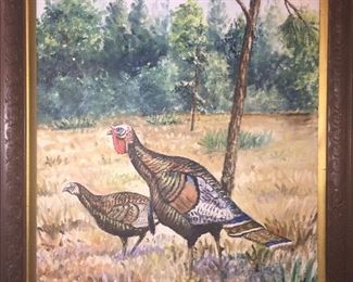original painting of WIld Turkeys--large and nice!