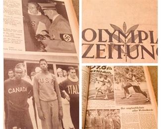 Professionally bound authentic German newspapers of the 1936 Summer  Olympics--candid phots of Jesse Owens and Hitler,.  This is a fascinating very large look into the 1936 Summer Olympics