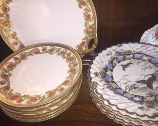 Limoges china and porcelain to right is pre WW 1 hand painted Japanese porcelain
