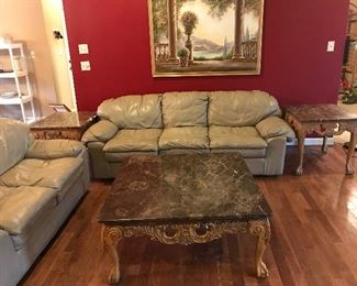 Ornate heavy marble coffee table set