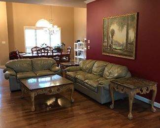 Leather sofa and love seat